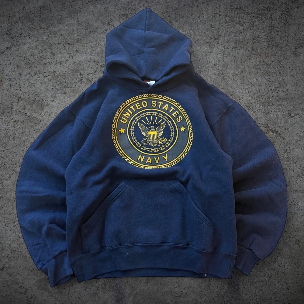Vintage 90's Soffe United States Navy Pullover Hoodie Size Small Boxy Fit